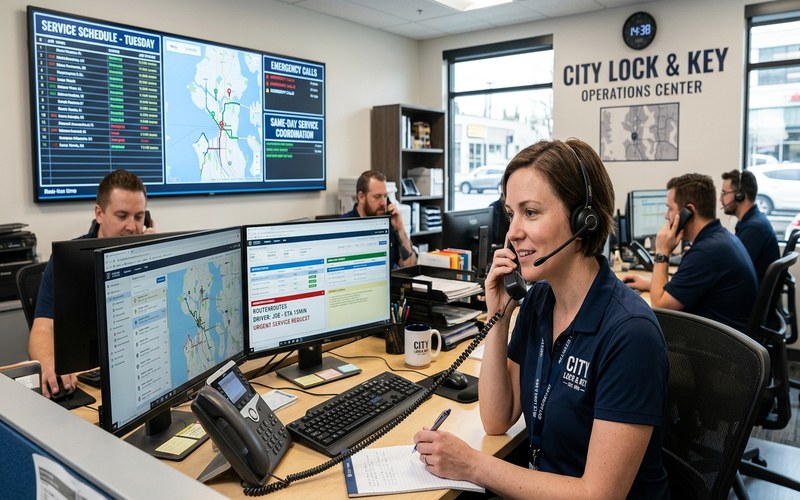 Locksmith customer service specialist answering questions about same-day service